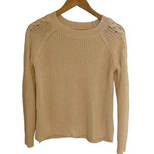 SO Cream medium Long sleeve sweater Criss cross sleeves white